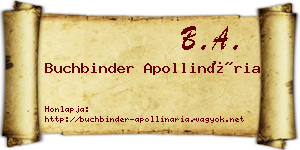 Buchbinder Apollinária névjegykártya
